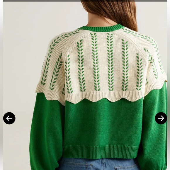 THE GREAT.
The Scallop Two-Tone Embroidered Cotton-
Blend Cardigan - Picture 2 of 13